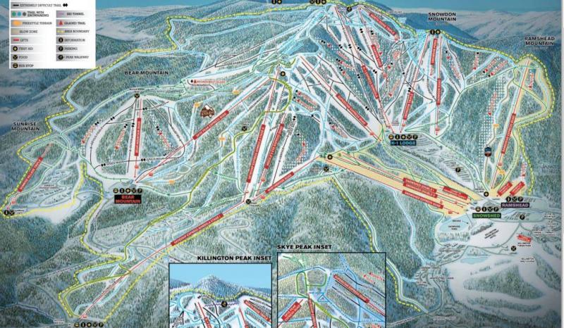 Mont Killington, Vermont, carte des pistes Mont Killington, Vermont, carte des pistes