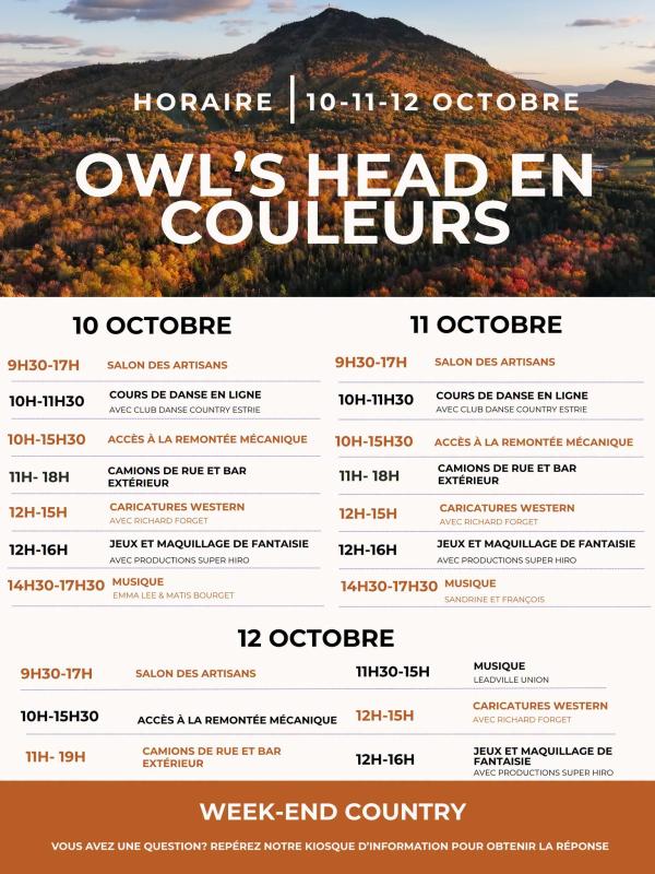 Owl's Head - Dernier week-end festif d'automne avant l'ouverture